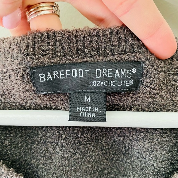 Barefoot Dreams CozyChic Lite Pullover Sweater Charcoal Sz Medium - Picture 4 of 9